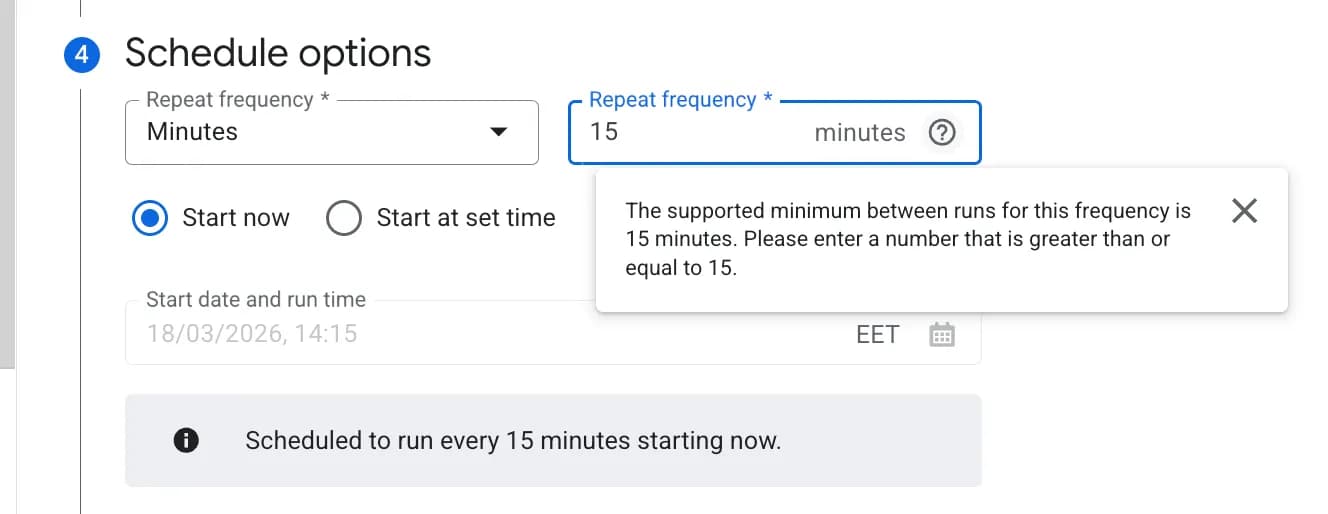 11.7 Schedule options