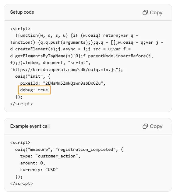 12.59 JavaScript pixel setup code