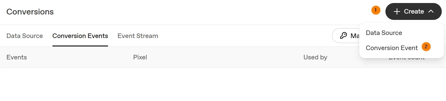 12.5 OpenAI conversion events menu