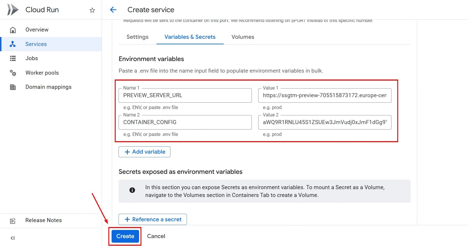 9.12 Variables for service