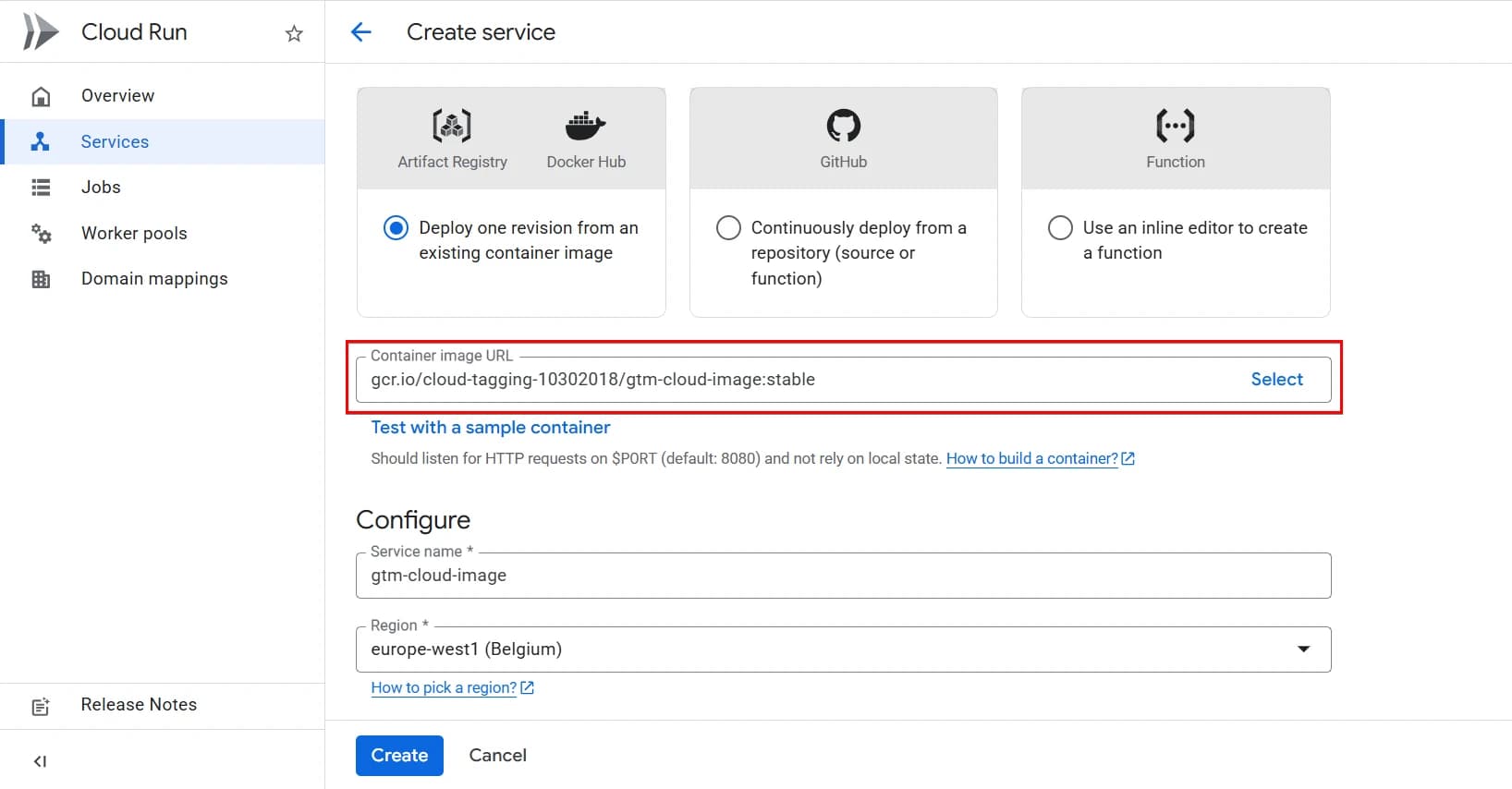9.3 Container image URL