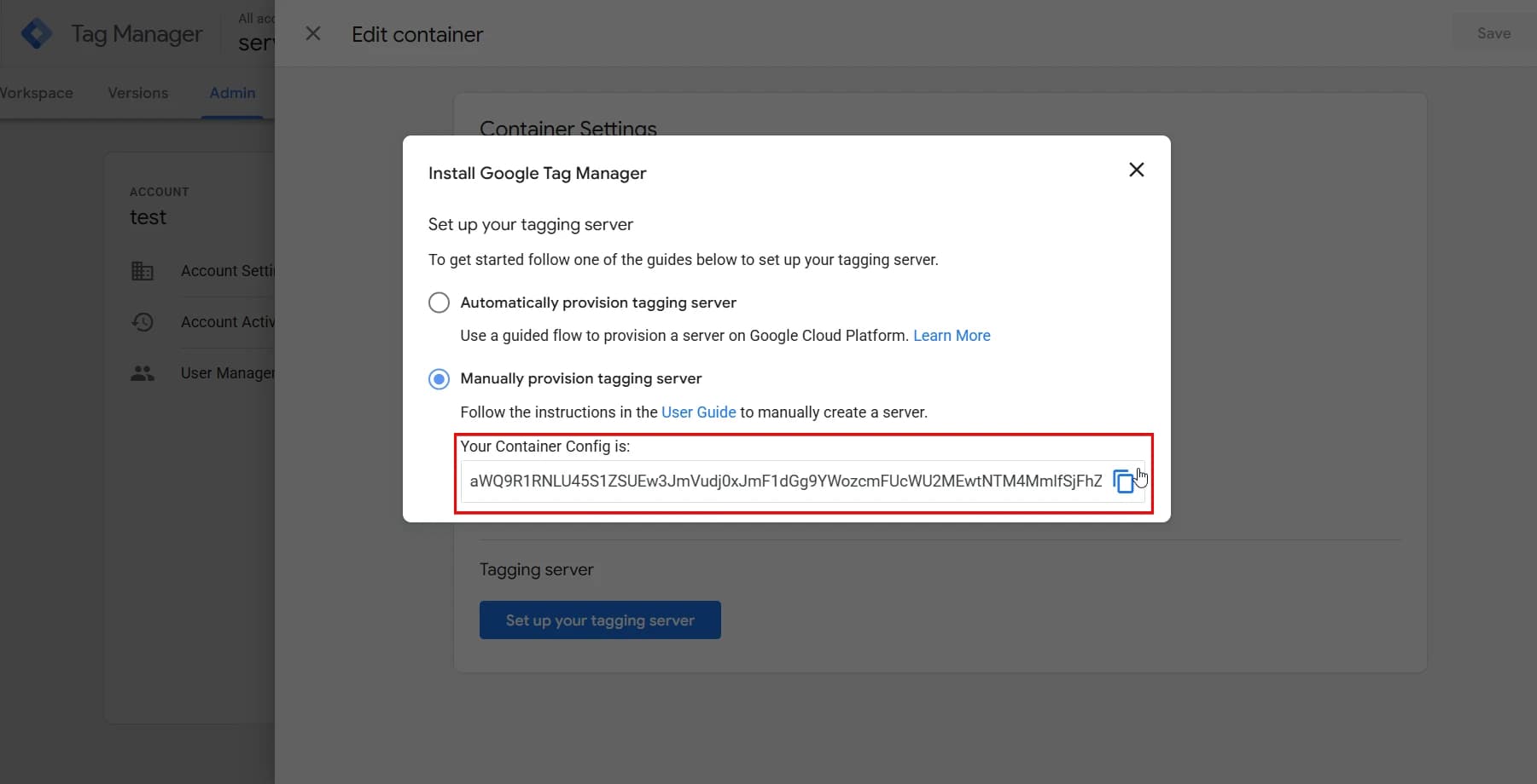 9.8 Container config