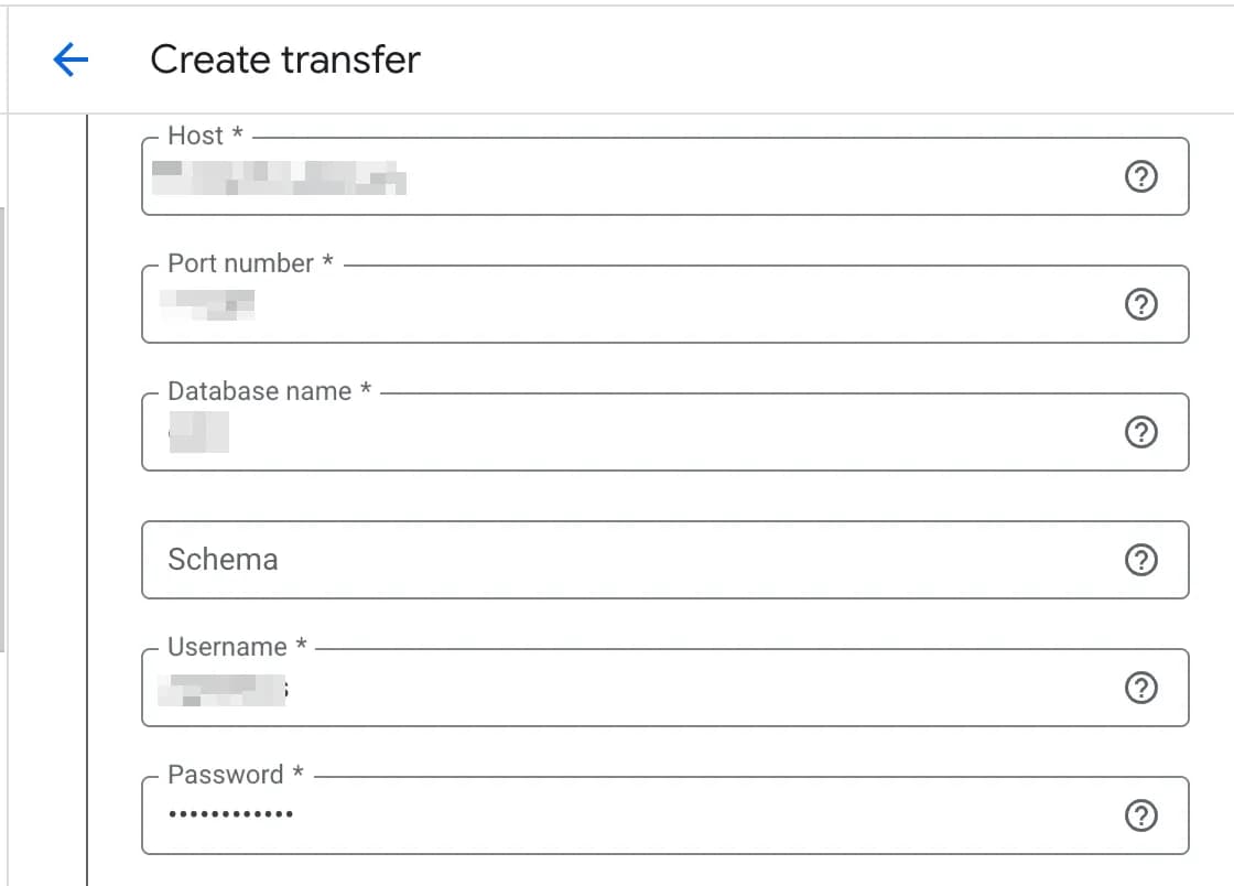 11.3 Transfer creation host, port number, Database