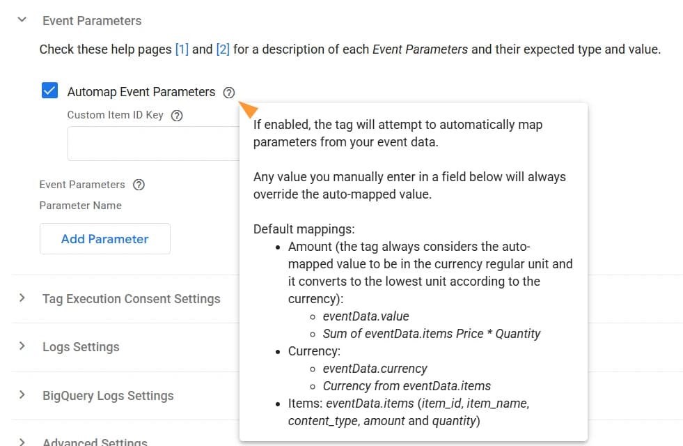 12.42 Automap ecommerce event parameters