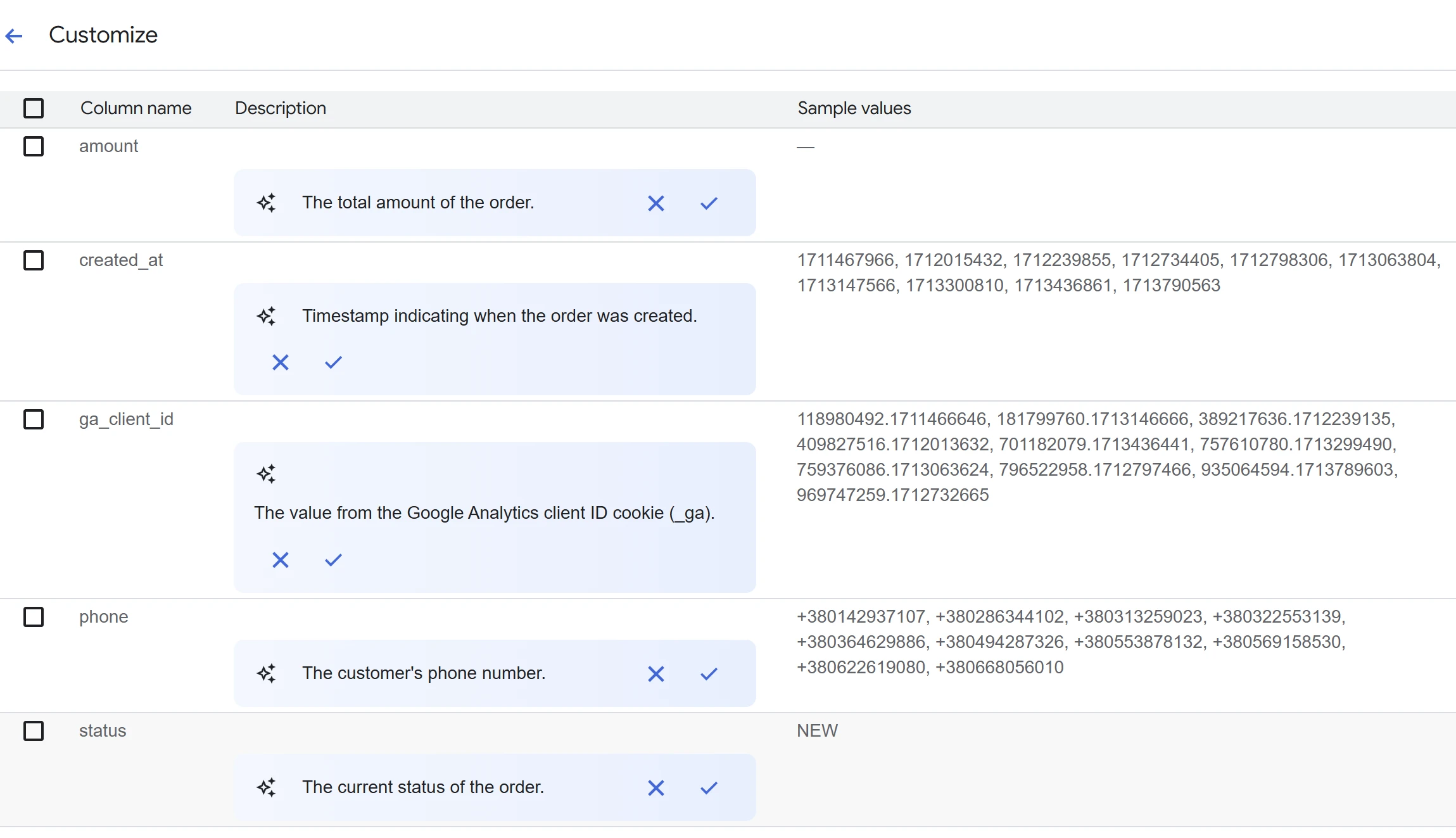 13.8 Customize table descriptions with Gemini